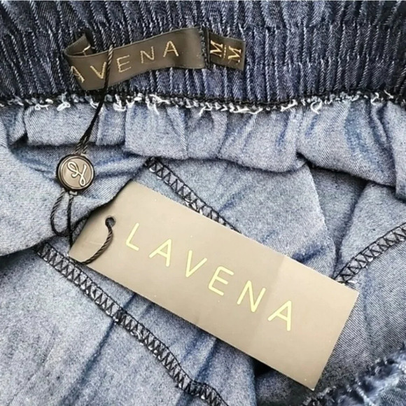 Lavena Women's Peasant Boho Blue Denim Long Light Flowy Skirt Size Medium - Picture 7 of 10